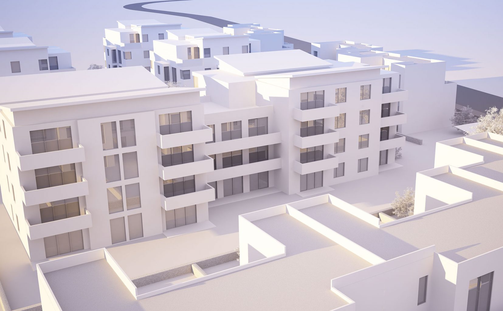 3D Rendering Bauprojekt Bielefeld, sterile Darstellung